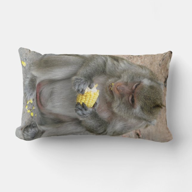 Coussin Rectangle C'est à moi ! ! ... Singe Macaque thaïlandais sauv (Recto)