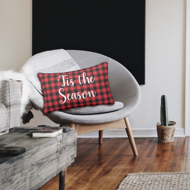 Coussin Rectangle "C'est la saison Noël Buffalo Check Holiday (Créateur téléchargé)