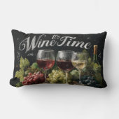 Coussin Rectangle "C'est l'heure du vin" Rustic Chalkboard Art (Recto)