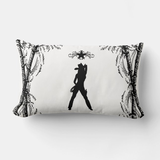 Coussin Rectangle C'est une cowgirl (Recto)