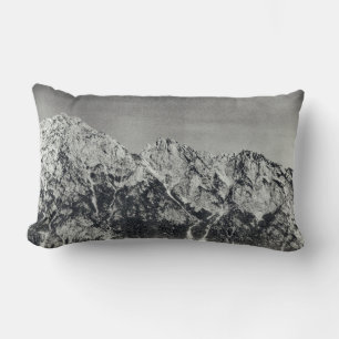 Coussin Rectangle Chaîne de montagne Neige noire et blanche Scène co