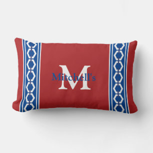 Coussin Rectangle Chaîne Hexagon Moderne Côtier Monogramme Nautique