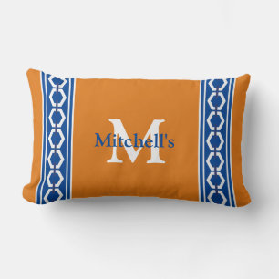 Coussin Rectangle Chaîne hexagonale Monogramme nautique côtier moder
