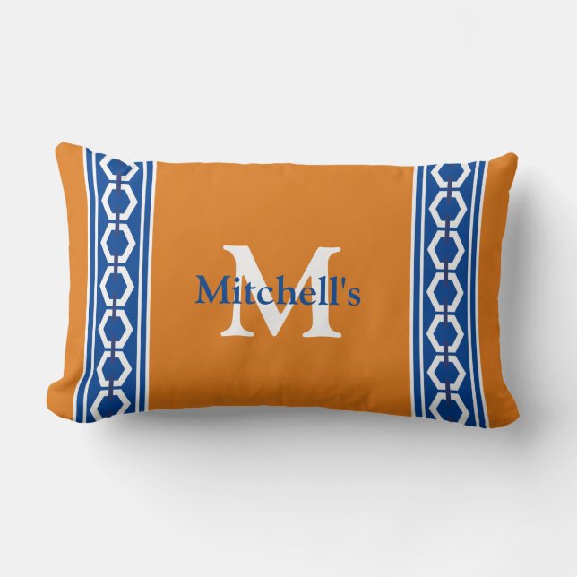Coussin Rectangle Chaîne hexagonale Monogramme nautique côtier moder (Recto)