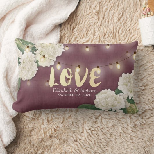 Coussin Rectangle Chaîne wedding shower Hydrangea Lumière Rouge Bour (Couverture)