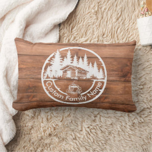 Coussin Rectangle Chalet Cabane Grange Maison Rustique Nom de Fami