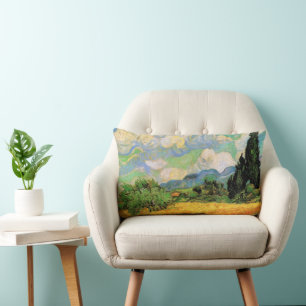 Coussin Rectangle Champ de blé avec cyprès de Van Gogh à Haute Galli