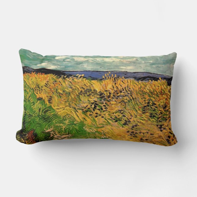Coussin Rectangle Champ de blé avec des bleuets par Van Gogh. (Recto)
