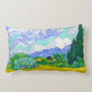 Coussin Rectangle Champ de blé avec des cyprès par Vincent van Gog