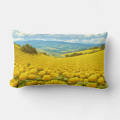 Coussin Rectangle Champ majestueux de fleurs jaunes, (Recto)