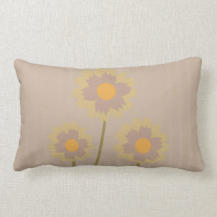Coussin Rectangle Champignon et motif floral coloré par moutarde