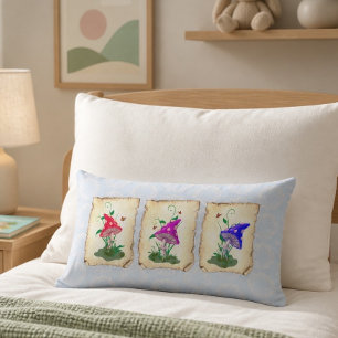 Coussin Rectangle Champignons Trio Coloré Bleu Clair