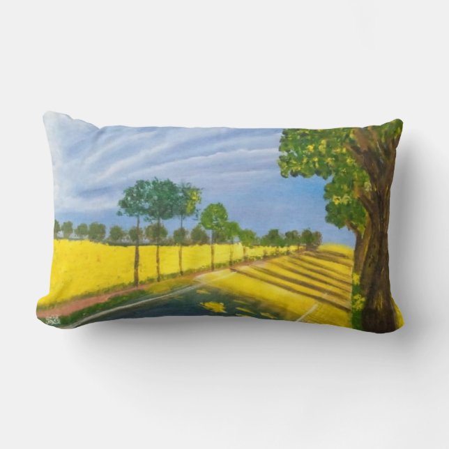 Coussin Rectangle Champs dorés et chemin (Recto)