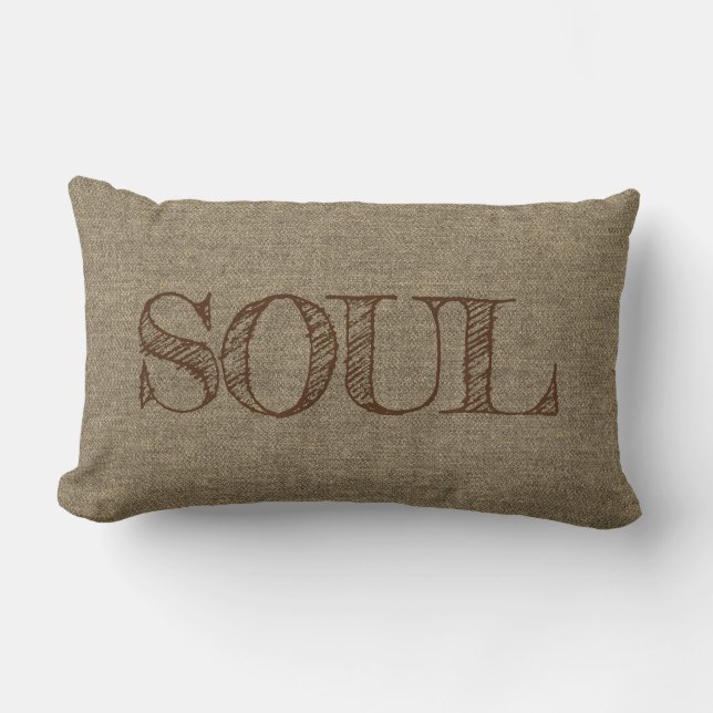 Coussin Rectangle Changer de texte - SOUL - Texte sur le Brown clair (Recto)