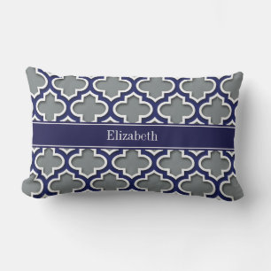 Coussin Rectangle Charbon Navy Wht Marocain #5DS Navy Nom Monogramme