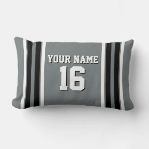 Coussin Rectangle Charcoal Black Wht Team Jersey Numéro personnalisé