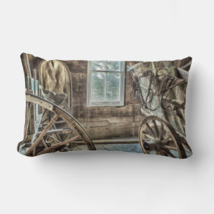 Coussin Rectangle Chariot couvert, roues en bois