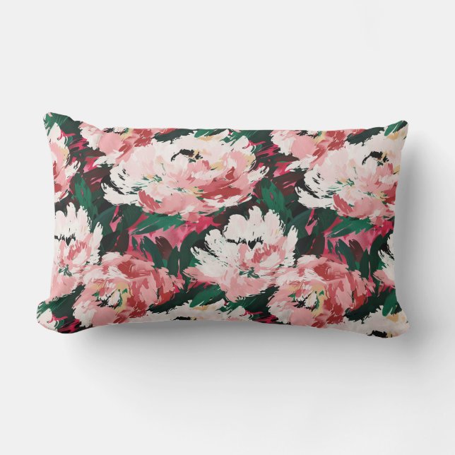 Coussin Rectangle Charmante Abract Aquarelle Peonies (Recto)