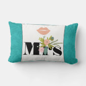 Coussin Rectangle Chartreuse moderne Turquoise Mariage damassé (Verso)