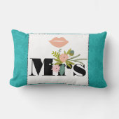 Coussin Rectangle Chartreuse moderne Turquoise Mariage damassé (Recto)