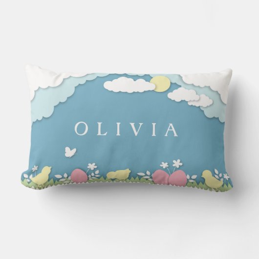 Coussin Rectangle Chasse aux oeufs de Pâques, vacances de printemps (Recto)