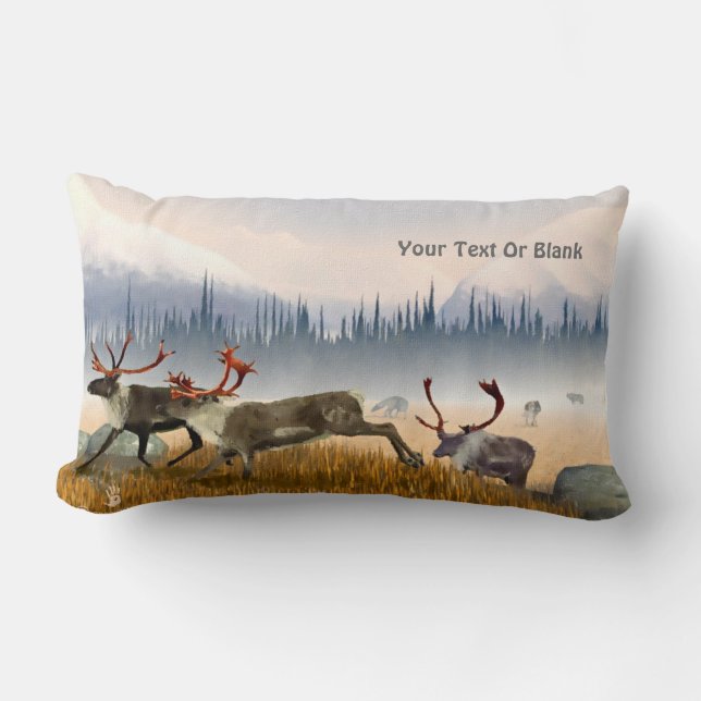 Coussin Rectangle Chasseurs Dans La Poisson (Caribou) (Recto)