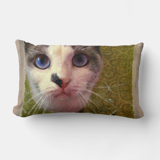 Coussin Rectangle Chat aux yeux bleus par Alexandra Cook (Recto)