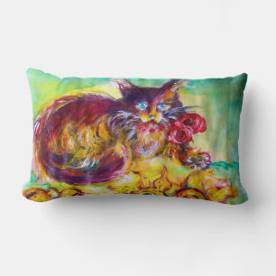 COUSSIN RECTANGLE CHAT AVEC RIBBON ROUGE ET SOUFFRES