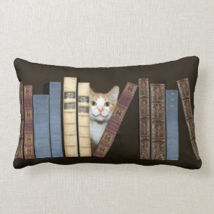 Coussin Rectangle Chat et livres