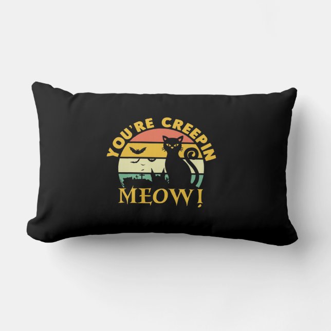 Coussin Rectangle Chat Halloween Vous Êtes Creepin Meow (Recto)
