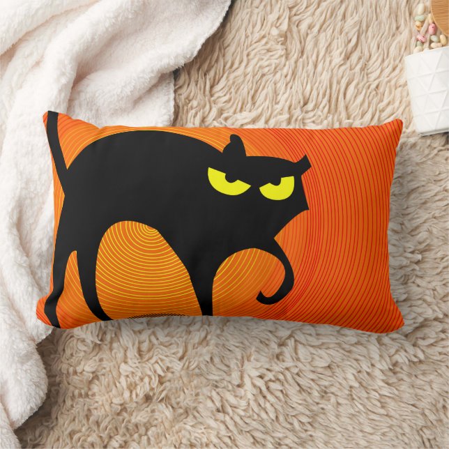 Coussin Rectangle Chat noir éffrayant Halloween (Couverture)