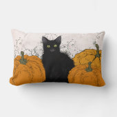 Coussin Rectangle Chat noir et citrouilles d'automne (Recto)