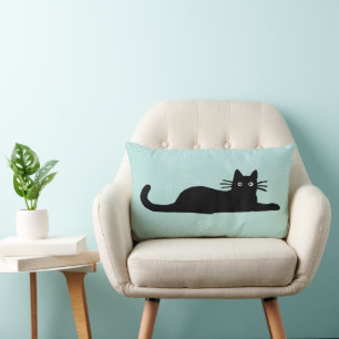 Coussin Rectangle Chat noir mignonne animal de compagnie Kitty Lover