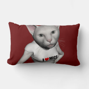 Coussin Rectangle Chat Siamais Blanc Amoureux Mice