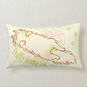 Coussin Rectangle Chat somnolent pelucheux