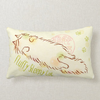 Coussin Rectangle Chat somnolent pelucheux