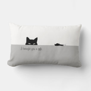 Coussin Rectangle Chat Sournois Je vous ai apporté un Cadeau