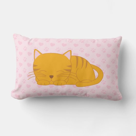 Coussin Rectangle Chat Tabby Orange Dormant (Recto)