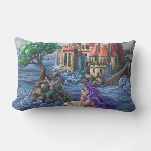 Coussin Rectangle Château de Mermaid (Recto)