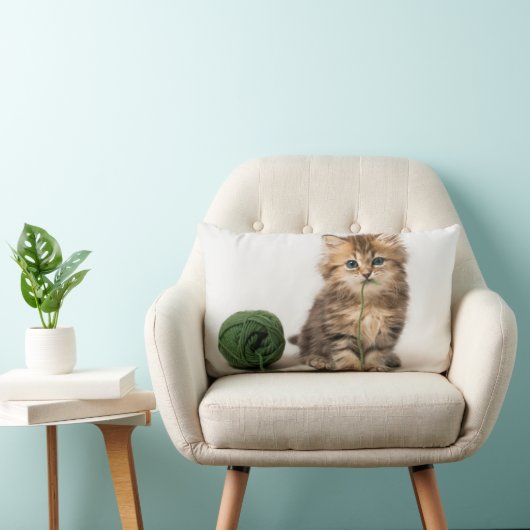 Coussin Rectangle Chaton avec le fil vert (Chaise)