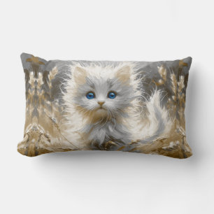 Coussin Rectangle Chaton blanc précieux