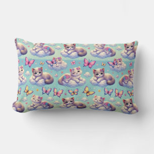 Coussin Rectangle Chatons adorables et papillons