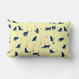 Coussin Rectangle Chatons bleus et poissons rouges