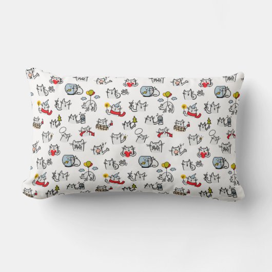Coussin Rectangle Chats amusants, lait et magie. (Recto)