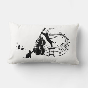 Coussin Rectangle Chats de jazz   Double basse
