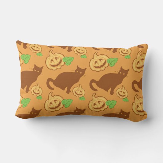 Coussin Rectangle Chats d'Halloween et citrouilles. Conception sur d (Verso)