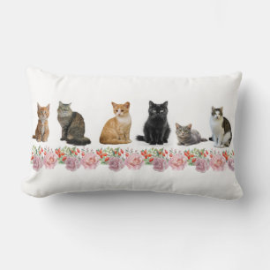 Coussin Rectangle Chats et Roses