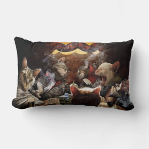Coussin Rectangle Chats jouant au poker