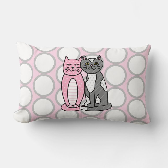 Coussin Rectangle Chats Kitty Roses et Grey Cute Cute (Recto)