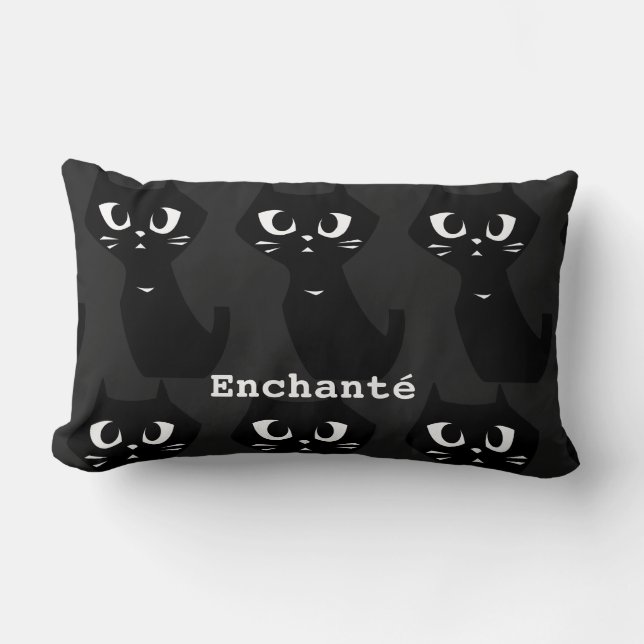 Coussin Rectangle Chats noirs Lucky Salutation & Spécial L (Recto)